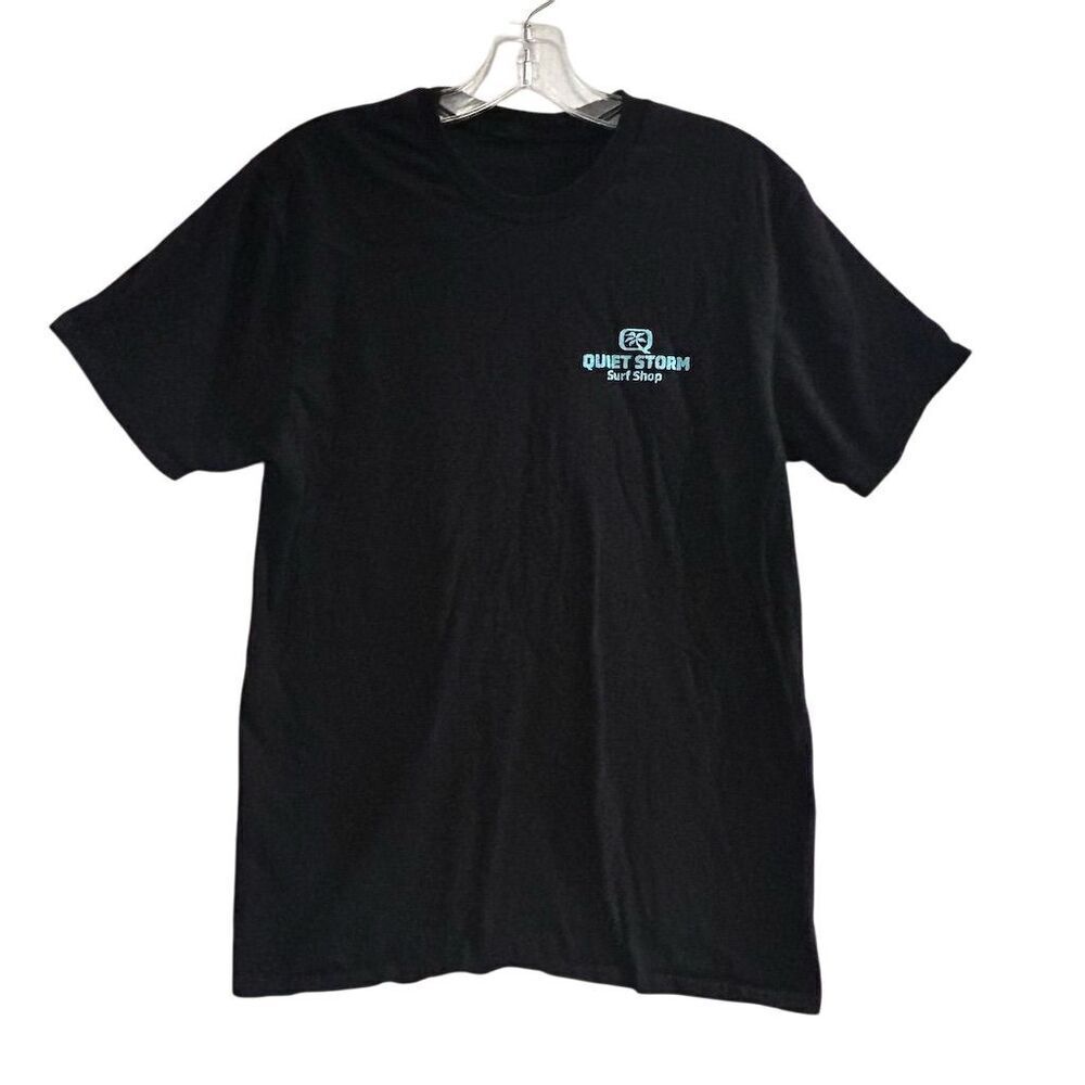 Quiet Storm Men's Black Graphic Surf T-Shirt Size Tag‎ Missing.Short Sleeve